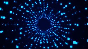 Rotating abstract tunnel with square blue particles on a dark background, creating the effect of a portal or technological core - Powered by Shutterstock - Get 15% off with code: PIKWIZARD15