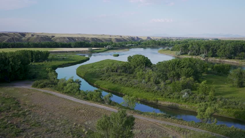 Montana Ladscape with river and mountain on a sunny day
