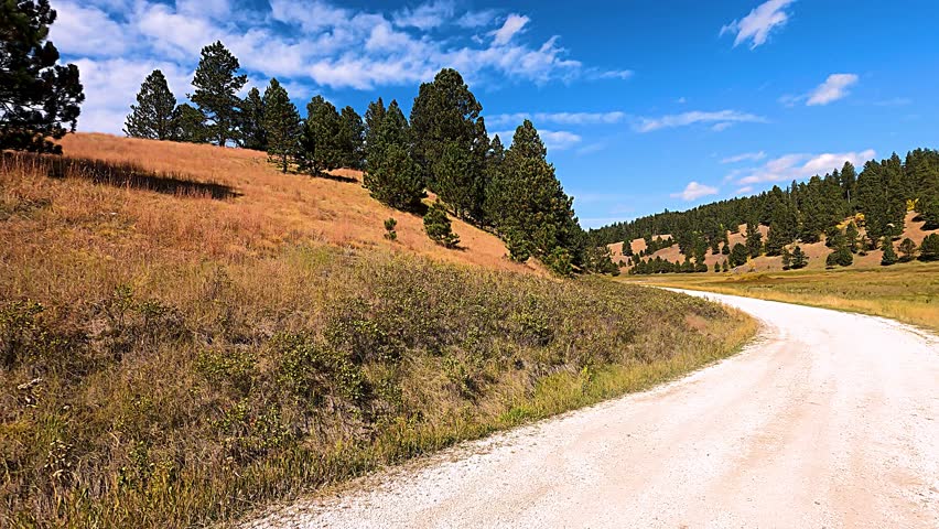 Dirt road early Autumn South Dakota