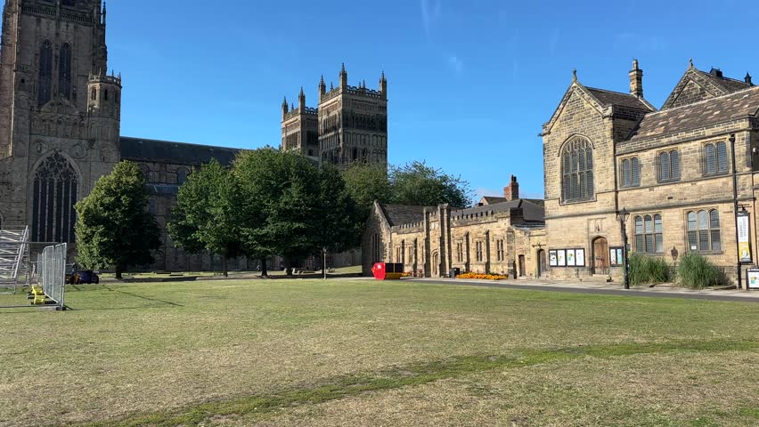 Durham town city north east england cathedral university river wear bridge