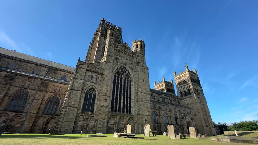 Durham town city north east england cathedral university river wear bridge sunny