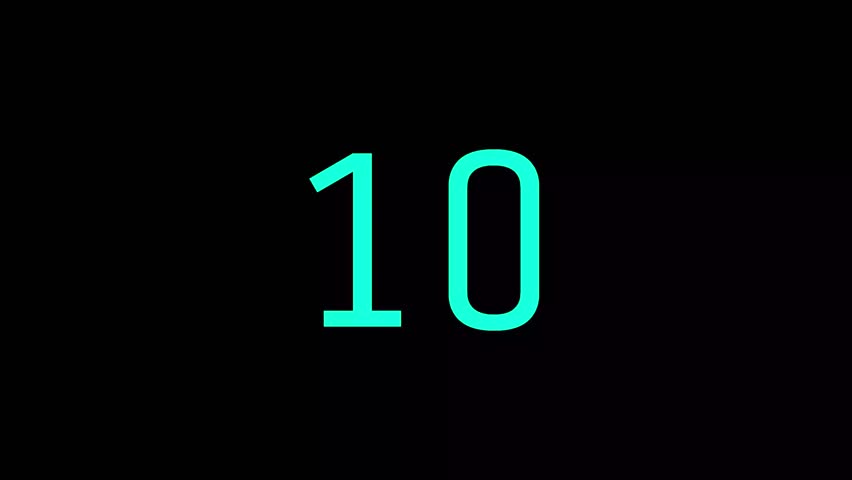 10 second countdown timer with cyan number black background suitable for presentation or website