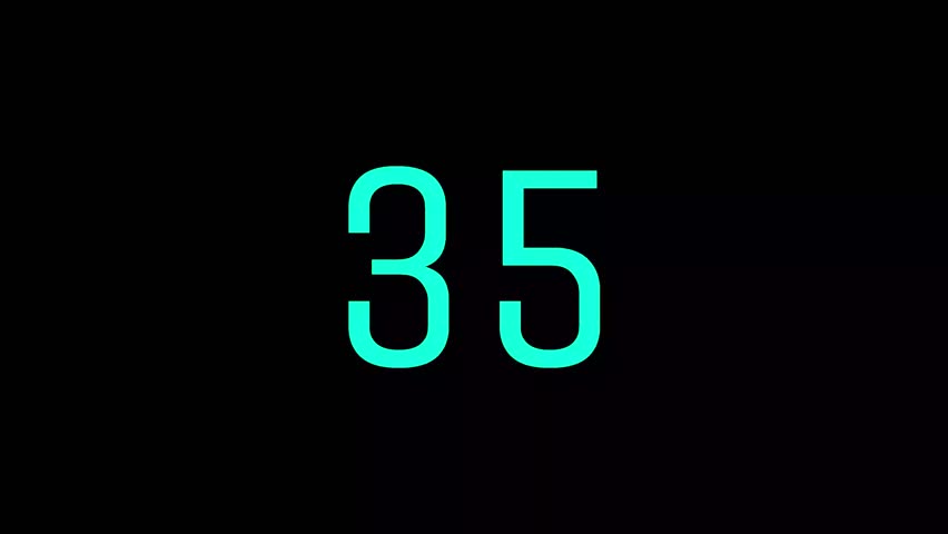 35 second countdown timer with cyan number black background suitable for presentation or website
