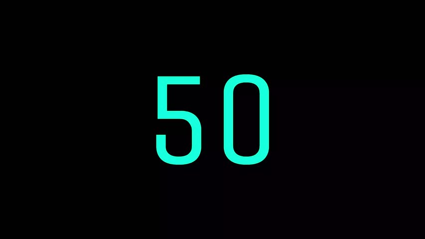 50 second countdown timer with cyan number black background suitable for presentation or website