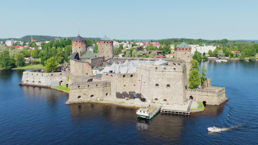 Aerial view orbiting the Saint Olaf