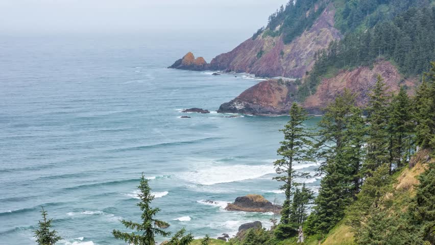 Ecola State Park is a scenic park on the Oregon Coast, stretching nine miles between Seaside and Cannon Beach. It features ocean views, cliffs, and beach landscapes.