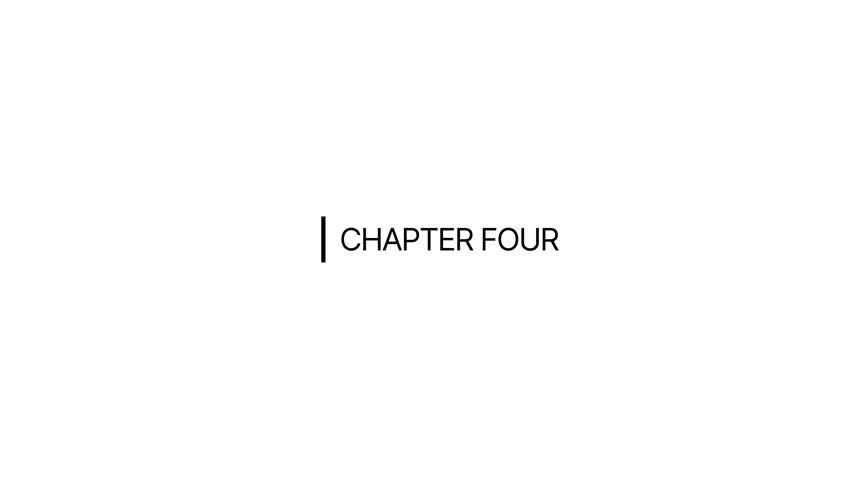 Motion Text Effect of Minimalist Black Sub Title Chapter Four Fly in from the right Animation 50 fps with white background about chapter book, education, story book, bussiness steps, tutorial