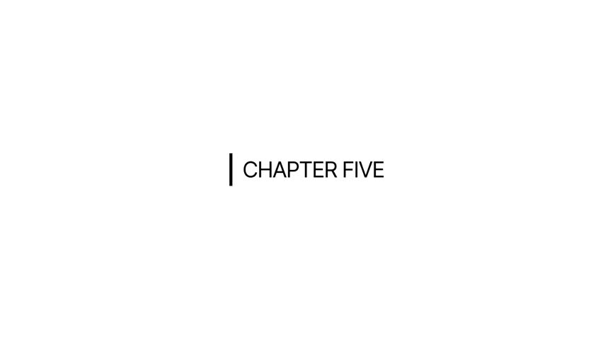 Motion Text Effect of Minimalist Black Sub Title Chapter Five Fly in from the right Animation 50 fps with white background about chapter book, education, story book, bussiness steps, tutorial