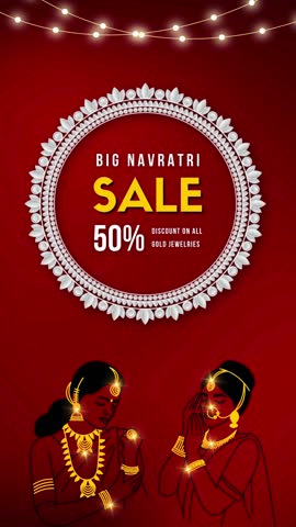 Red and Yellow Traditional Illustrative Navratri Sale Instagram Story