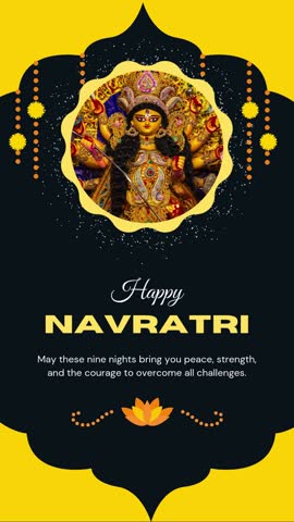 Yellow and Maroon Traditional Navratri Greeting Instagram Reel