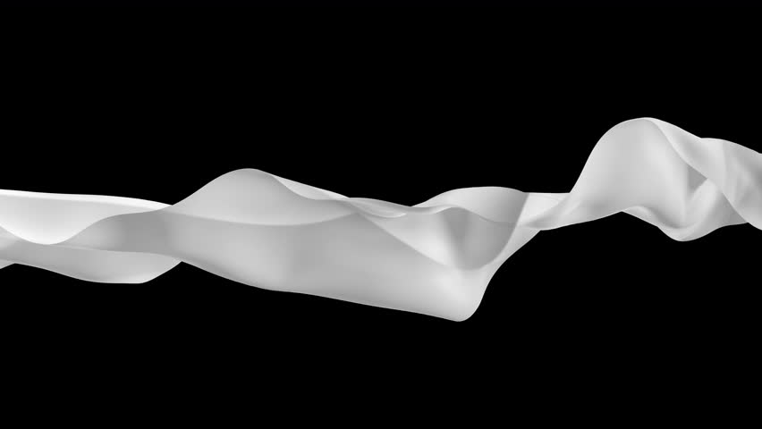 Flowing silk like white fabric moving and billowing as if being blown in the wind. With alpha for easy drag and drop.