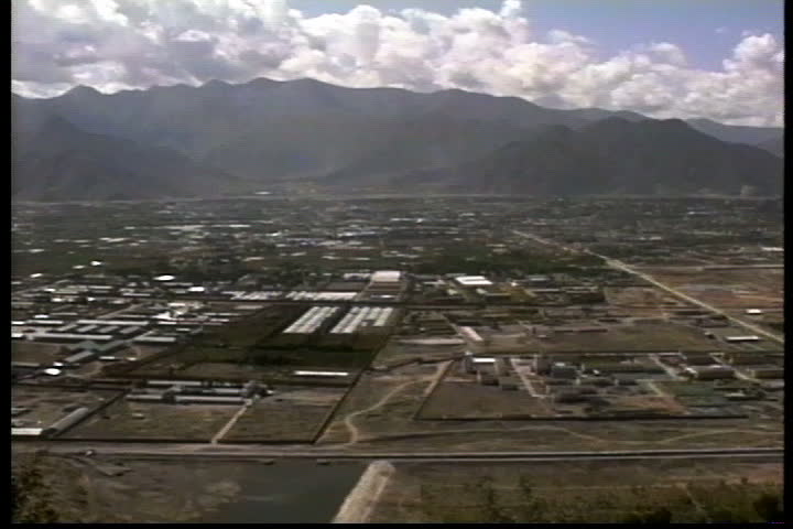 LHASA, TIBET - CIRCA SEPTEMBER 1992: High angle view of Drapchi Prison