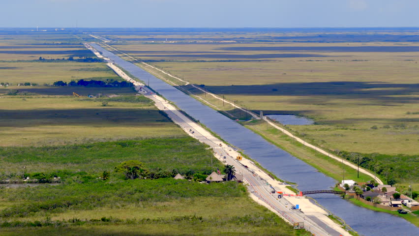 Aerial stock video Tamiami Trail Miami 2025 road expansion