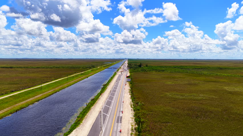 Tamiami Trail road expansion construction Miami aerial video