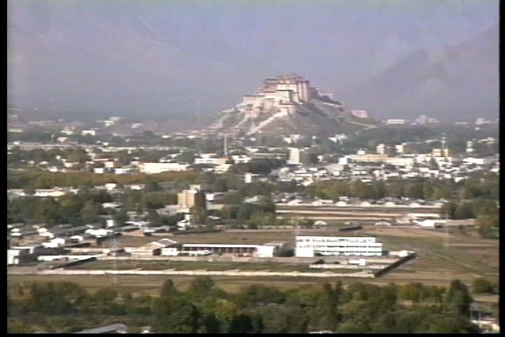 LHASA, TIBET - CIRCA SEPTEMBER 1992: Potala Palace and surrounding town.