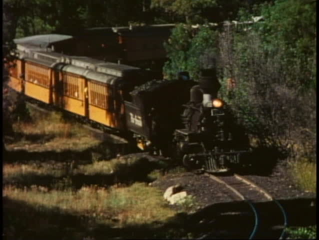 Durango Silverton Railroad, figure eight curve, whole train, Durango, Colorado