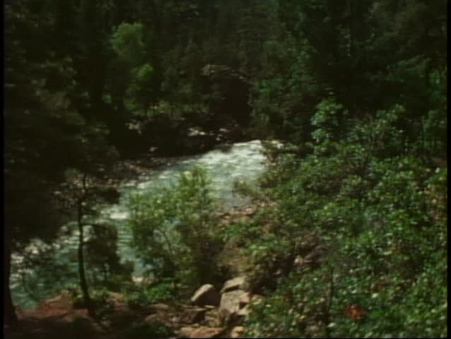 Durango Silverton Railroad, POV passing over river, Durango, Colorado