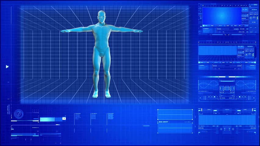 X-rays of the human body on a high-tech background