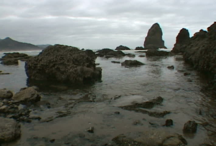 Scenic of Haystack Rock in Cannon Beach, Oregon.