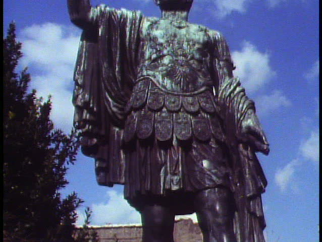 Rome, Italy, Statue of Julius Caesar, tilt up, medium shot