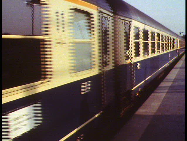 Rome, Italy, Train leaves Termini station, medium close up
