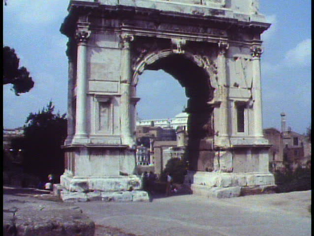 Rome, Italy, Arch of Titus, wide shot, tilt up