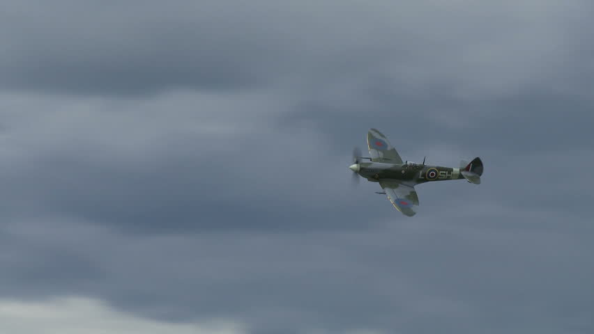 Supermarine Spitfire fighter plane from World War II flying.