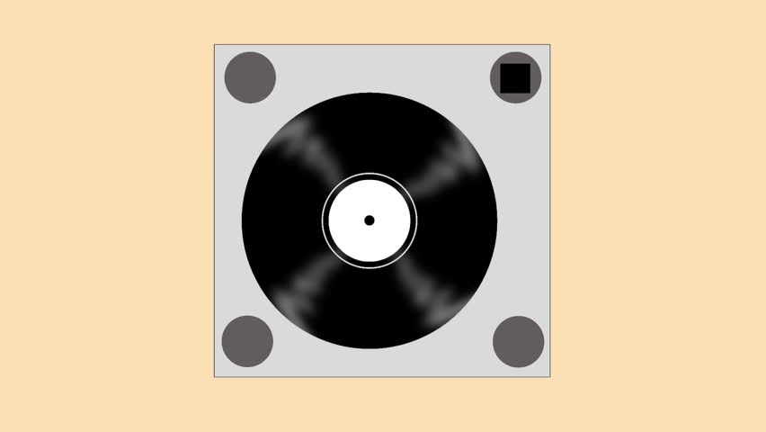 Classic vinyl record video footage. Music recording, nostalgia, 70s, 80s, 90s, logo, round. Animated cartoon design elements looping video.