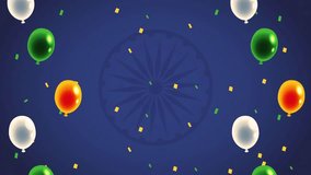 Grand celebration of India’s Independence Day on 15 August with tricolor Balloons  decorations, Ashoka Chakra, cultural spirit, and patriotic pride, honoring the nation’s freedom and heritage. - Powered by Shutterstock - Get 15% off with code: PIKWIZARD15