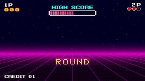 Bonus text effects. pixel art .8 bit game. retro game. for game assets. Retro Futurism Sci-Fi Background. glowing neon grid. and stars from vintage arcade computer games - Powered by Shutterstock - Get 15% off with code: PIKWIZARD15