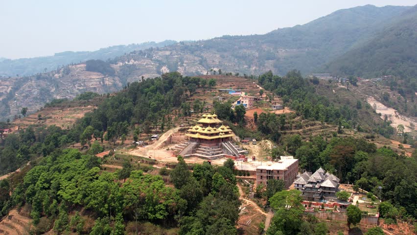Nepal Kathmandu Buddhist Temple Golden Temple Mountains Nepal Village 4K