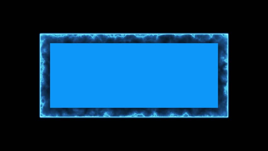 Dynamic Electric Blue Frame with Animated Energy Border on Black Background Ideal for Titles Logos and Visual Effects Modern Abstract Design for Digital Content Creation and Motion Graphics