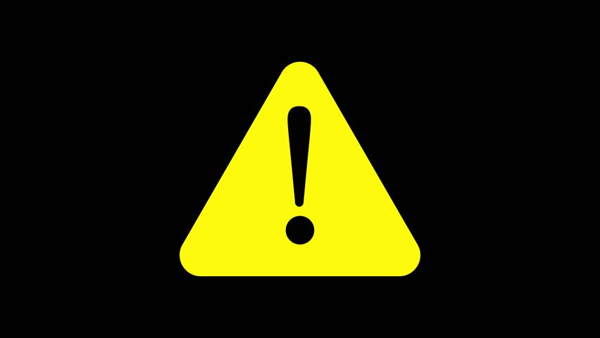 Blinking exclamation mark symbol on black background indicating alert or warning