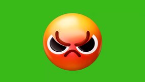 Angry emoji face on green screen. Perfect for frustration, anger, and disapproval projects. Easy chroma key - Powered by Shutterstock - Get 15% off with code: PIKWIZARD15