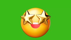 Starstruck emoji on green screen. Perfect for fame, excitement, admiration, and entertainment projects. Easy chroma key - Powered by Shutterstock - Get 15% off with code: PIKWIZARD15