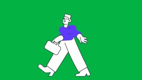 Happy Businessman Walking with Briefcase Green Screen Animation - Powered by Shutterstock - Get 15% off with code: PIKWIZARD15