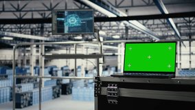 Mockup laptop in server room with machine learning technology detecting data patterns. Isolated screen notebook in data center ensuring rapid data access and transfer rates for AI processing - Powered by Shutterstock - Get 15% off with code: PIKWIZARD15