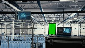 Green screen tablet in server room with machine learning technology detecting data patterns. Chroma key device in data center ensuring rapid data access and transfer rates for AI processing - Powered by Shutterstock - Get 15% off with code: PIKWIZARD15