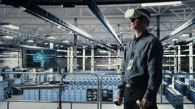 Server farm programmer uses VR headset to install updates and keep AI systems running. Data center employee uses virtual reality tech to write code improving infrastructure output, camera A - Powered by Shutterstock - Get 15% off with code: PIKWIZARD15