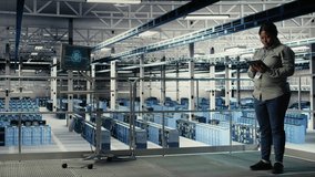 Data center software developers deploy machine learning software on infrastructure racks. Server room IT specialists train AI systems with datasets using tablet to support applications, camera A - Powered by Shutterstock - Get 15% off with code: PIKWIZARD15