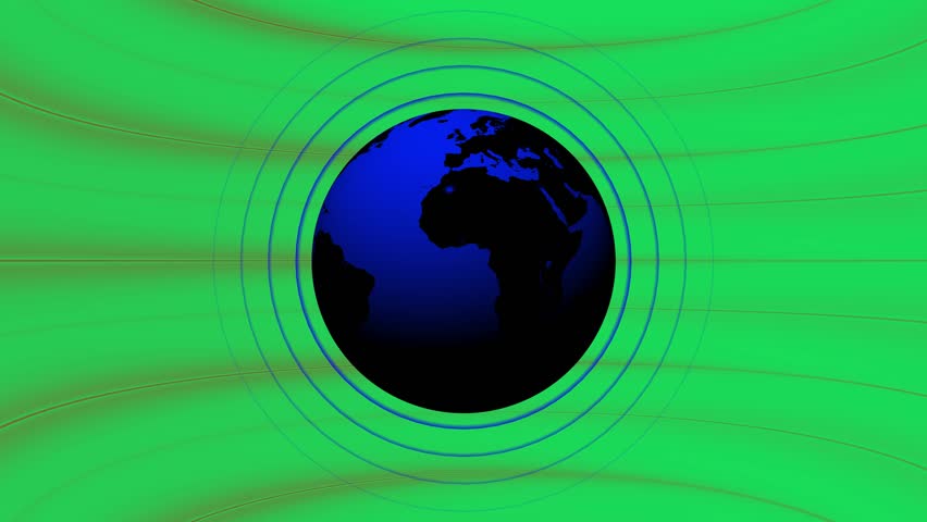 Earth’s magnetosphere illustration with visible field lines and radiation zones in green and red. A scientific visualization depicting Earth’s magnetic field interaction with solar wind.