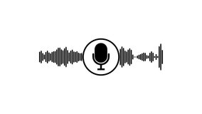 minimalistic voice recording icon centered in a black waveform pattern on a white background, representing digital audio input, sound capture, and speech technology. - Powered by Shutterstock - Get 15% off with code: PIKWIZARD15