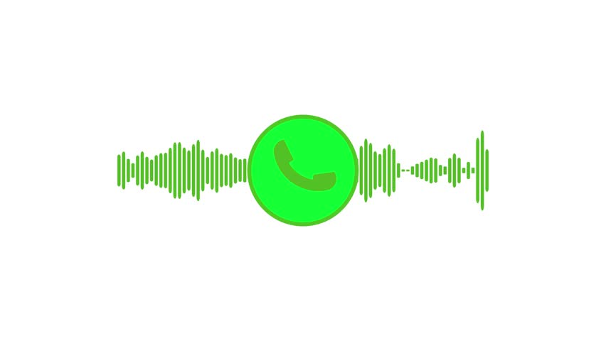 bnvibrant green phone call icon centered in a waveform pattern, symbolizing voice communication, mobile calls, and digital audio interaction on a clean white background.