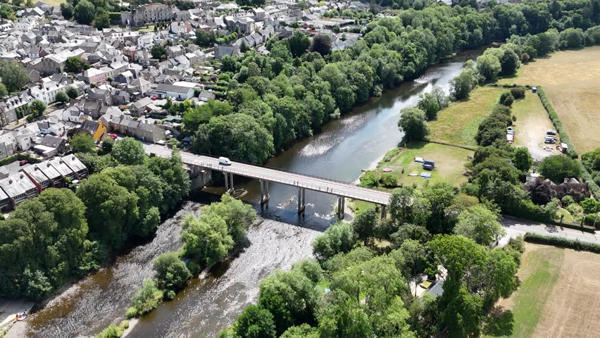 Hay bridge , Hay on Wye Wales UK drone,aerial