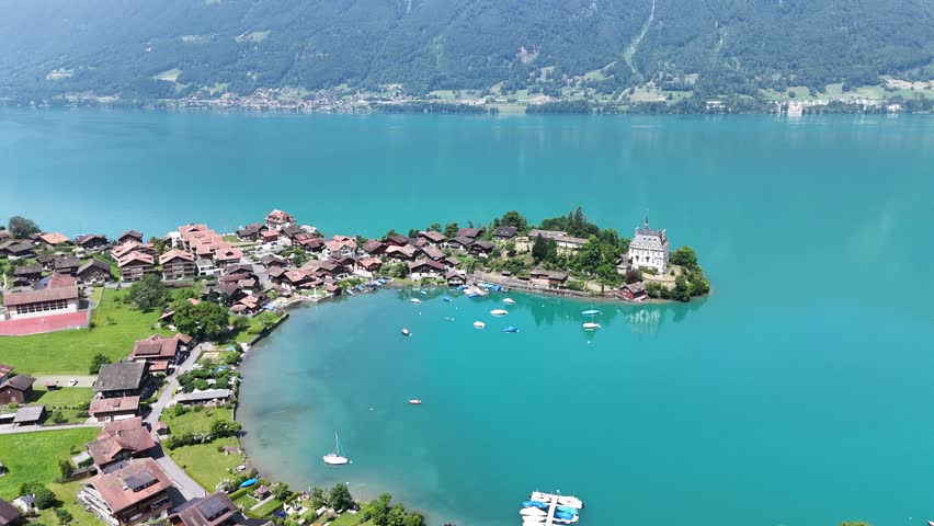 Iselwalt village Switzerland Lake Brienz drone,aerial