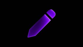 Pencil icon animation by purple color neon mask glow on black background. neon pencil icon. - Powered by Shutterstock - Get 15% off with code: PIKWIZARD15