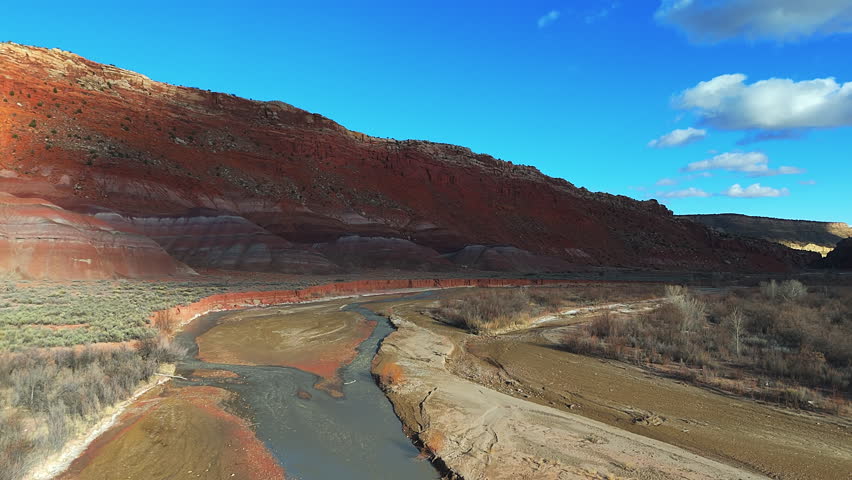 The Grand Canyon On The Colorado River In The United States. Aerial Drone Shot