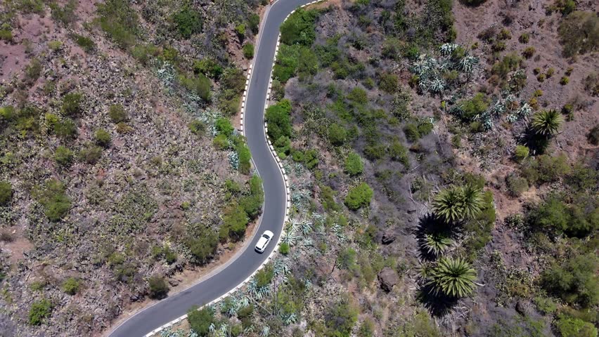 Traveling around Tenerife, Canary Islands, Spain, aerial view from a road trip