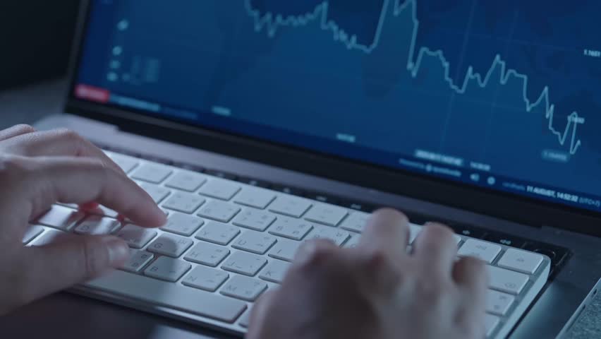 Stock market analysis, digital charts and trading business growth. Professional financial report review, investment results and rising stock charts show business strategies and wealth management.