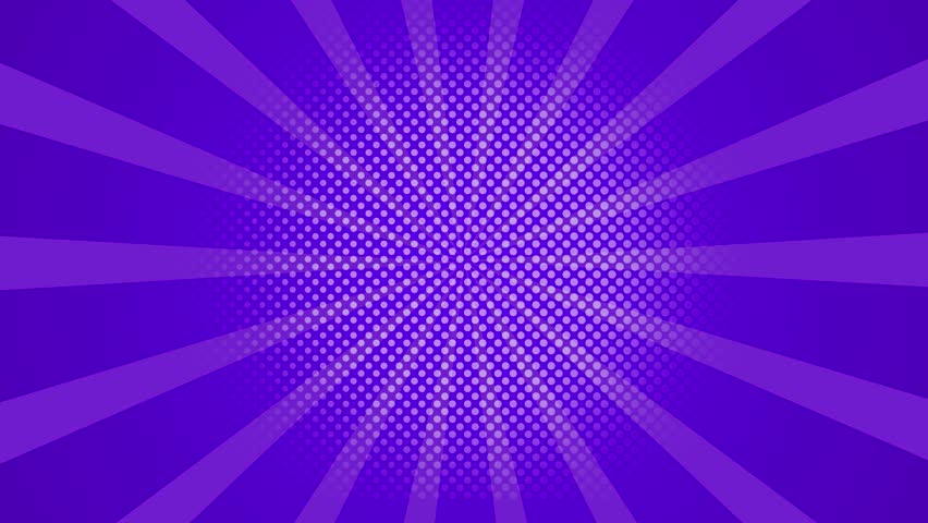 Expression balloon pop art style animation. Comic book explosion, pop art, retro style, vibrant, dynamic burst. comic pop art blast with bright yellow starburst on purple halftone rays, cartoon frame